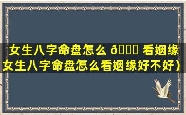 女生八字命盘怎么 🐞 看姻缘（女生八字命盘怎么看姻缘好不好）